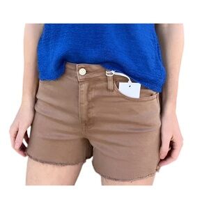 Taupe raw hem shorts